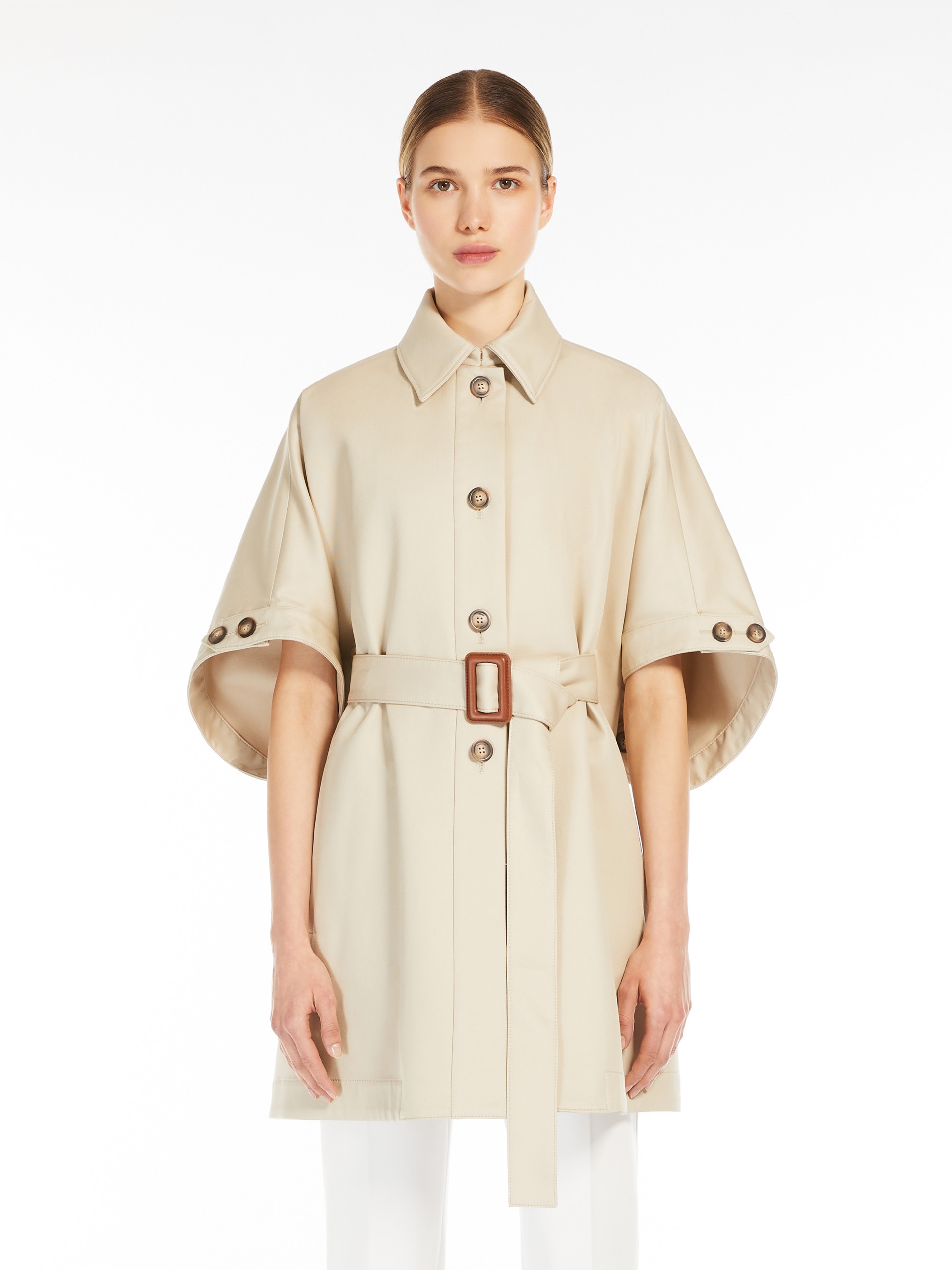 AGAPE Water-repellent cotton midi cape - 3