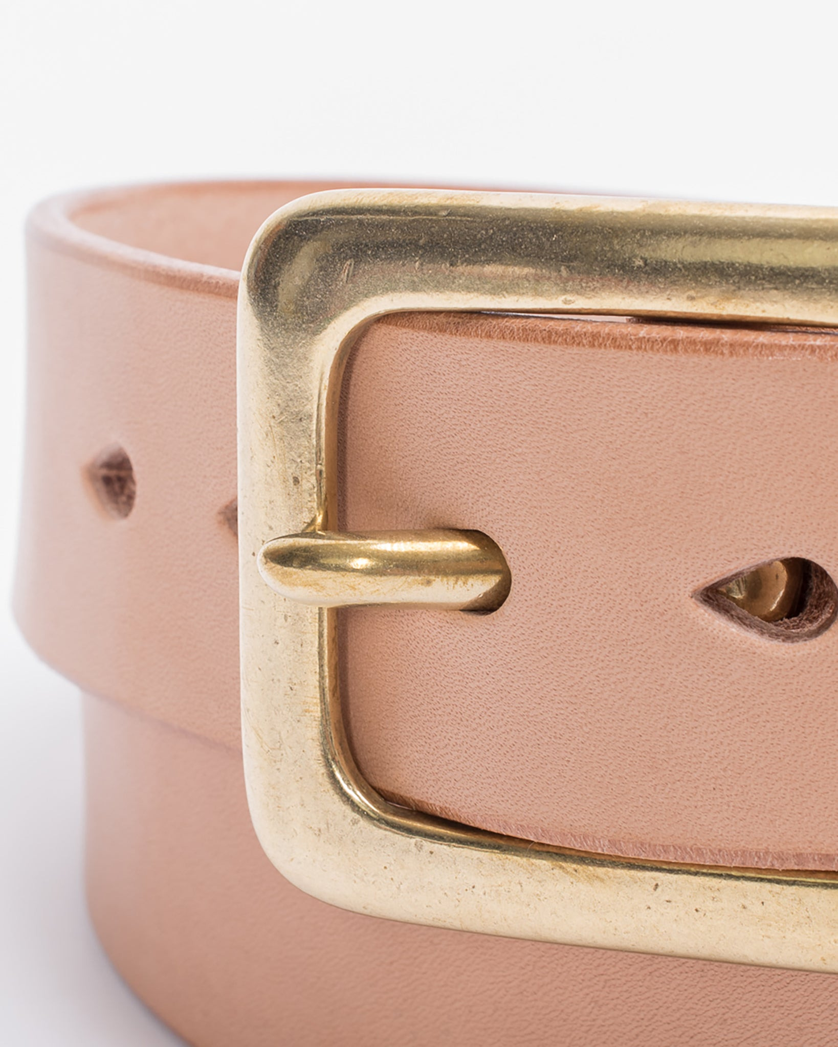 IHB-11-NAT Heavy Duty "Tochigi" Leather Belt with Brass Garrison Buckle - Natural - 2