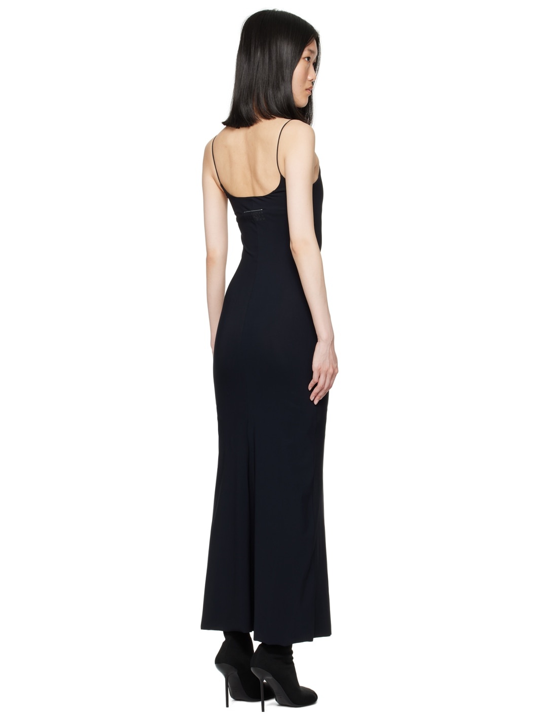 Black Scoop Neck Midi Dress - 3