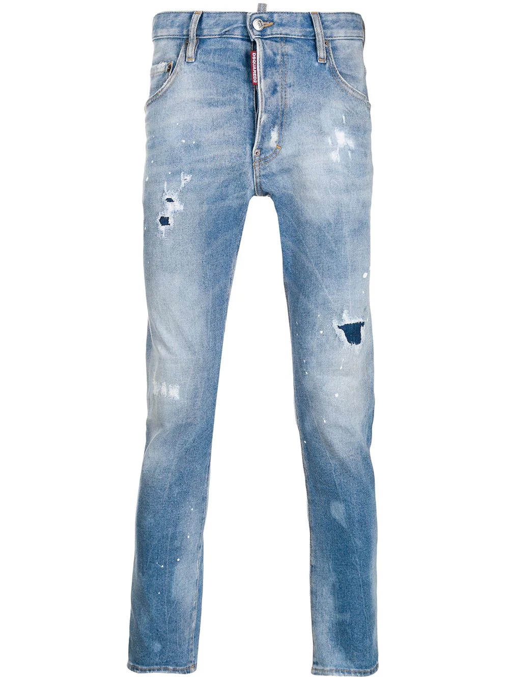 patch detailed stonewashed jeans - 1