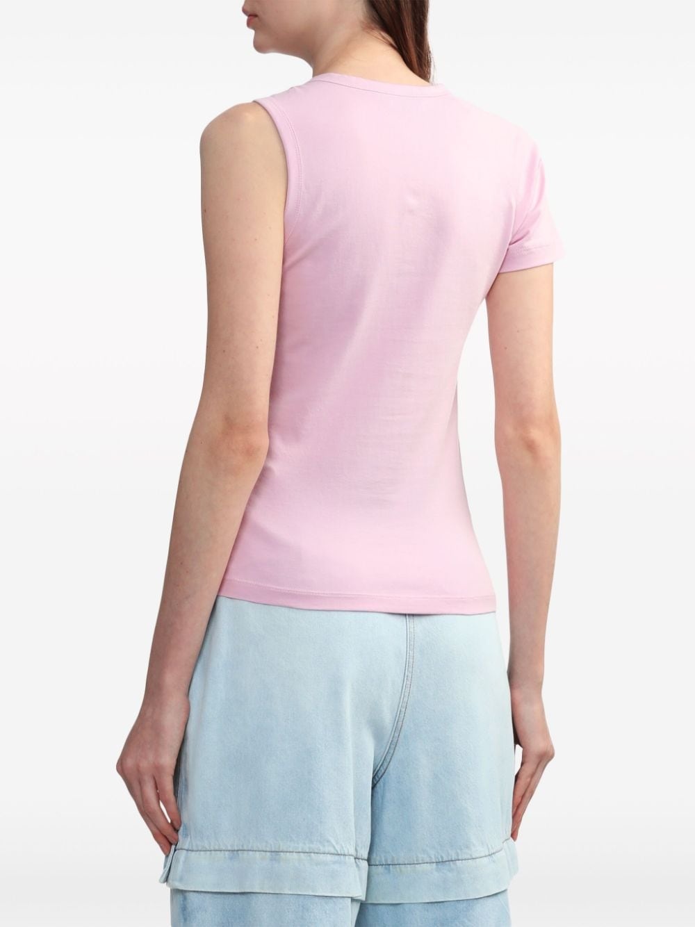 single-sleeve cotton T-shirt - 4