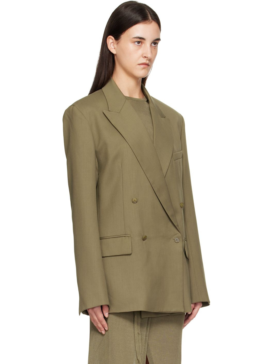Khaki Newark Double Breasted Blazer - 2