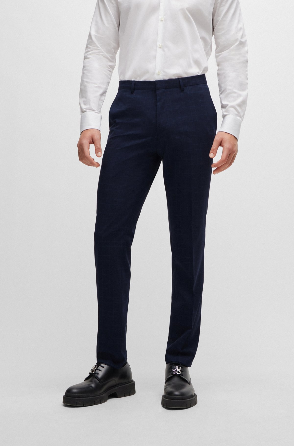 EXTRA-SLIM-FIT CHECKED SUIT IN PERFORMANCE-STRETCH FABRIC - 7