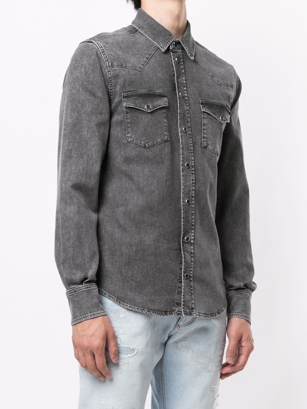 snap-button denim shirt - 3