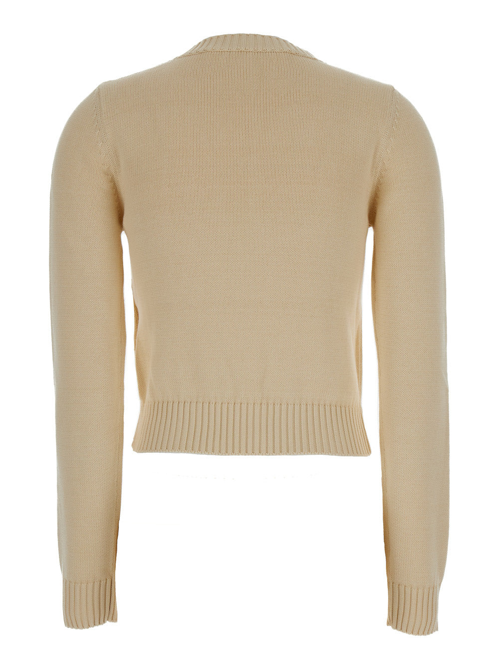 Palm Angels Women Cream White Crewneck Sweater With Embroidered Logo In Cotton Woman - 2