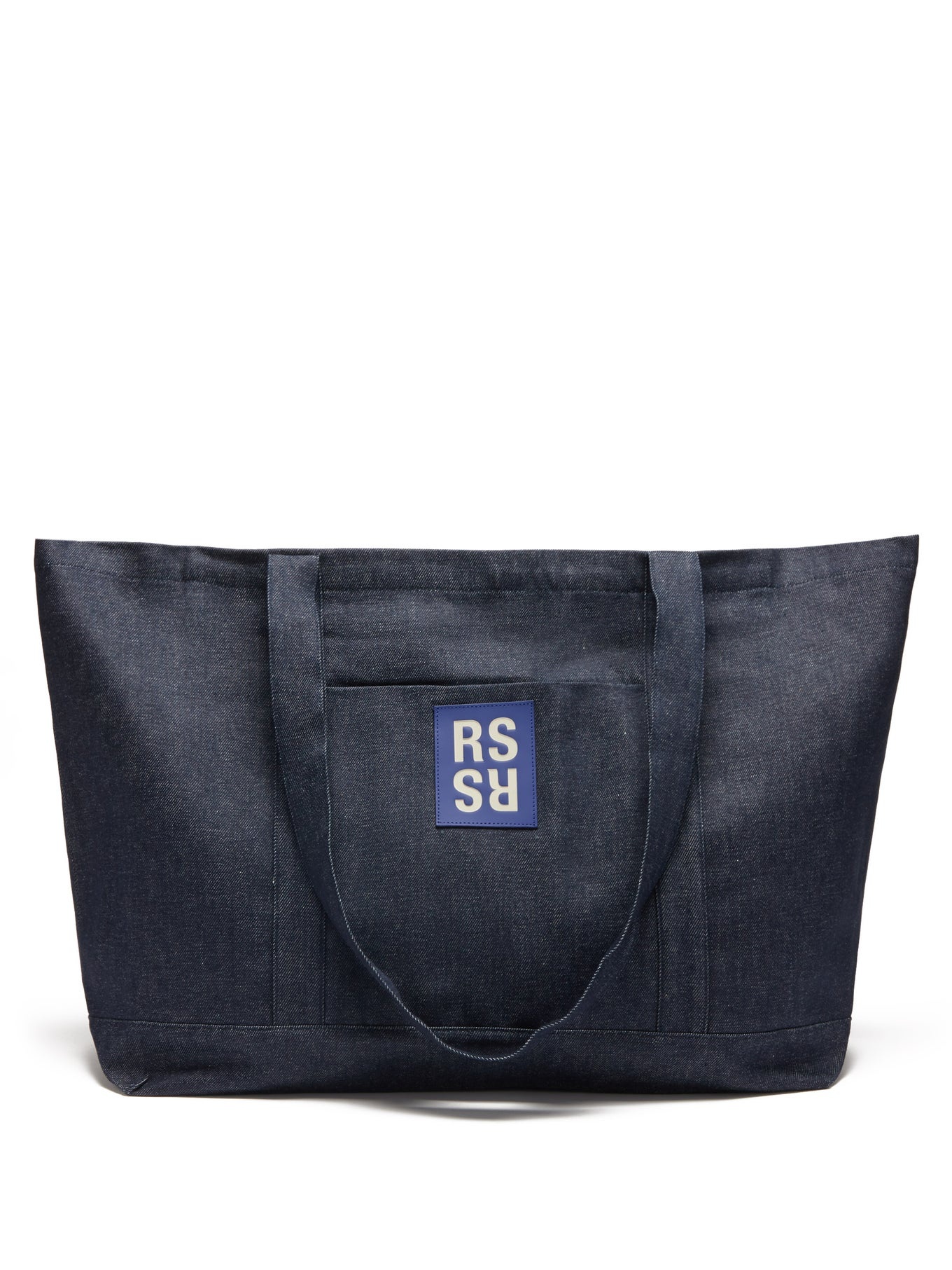 Logo-patch denim tote - 1