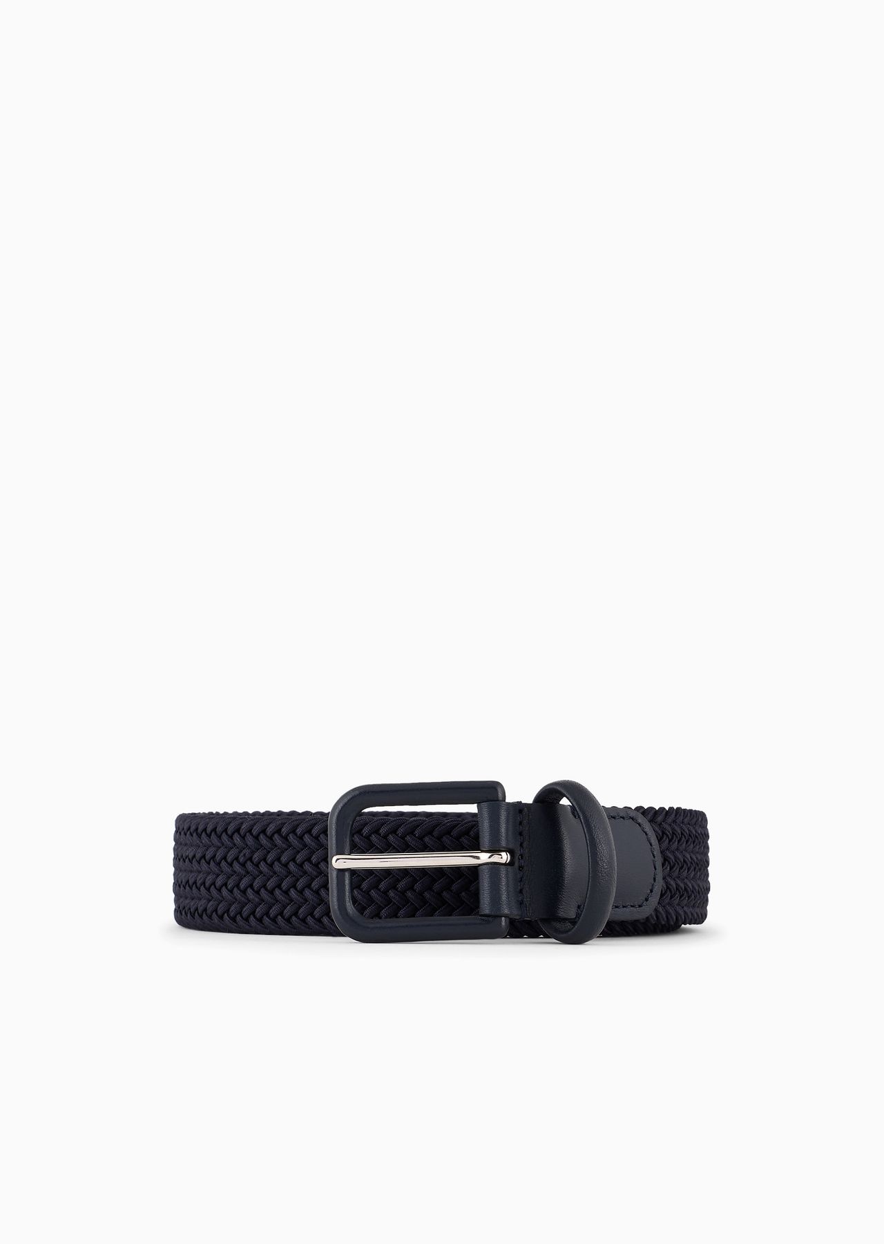 Woven webbing and leather belt - 1