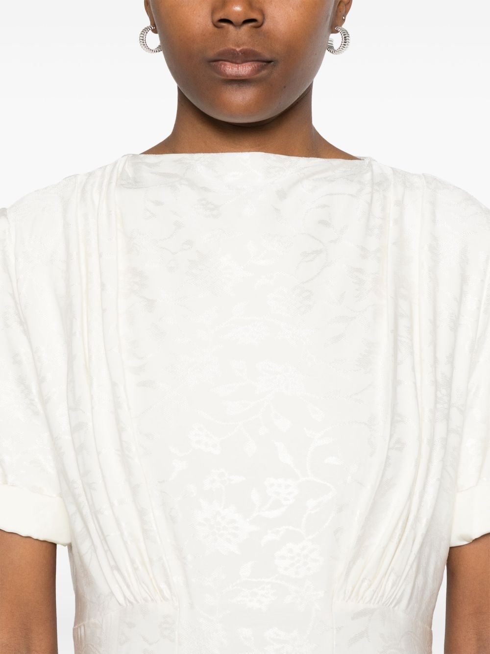 jacquard short-sleeve dress - 5