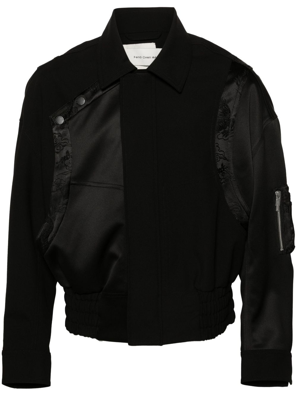 Dragon-jacquard panelled bomber jacket - 1