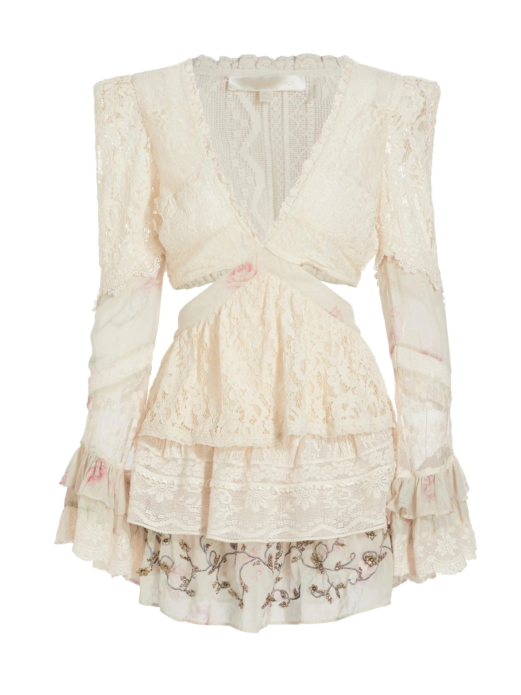 Women's Karine Cut-Out Lace Minidress - Magnolia Tea - 1