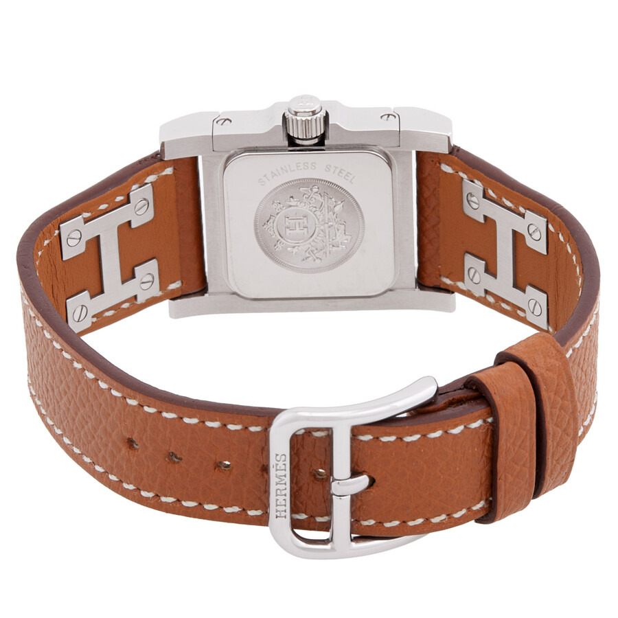 Hermes Medor White Dial Ladies Brown Leather Watch 028321WW00 - 3