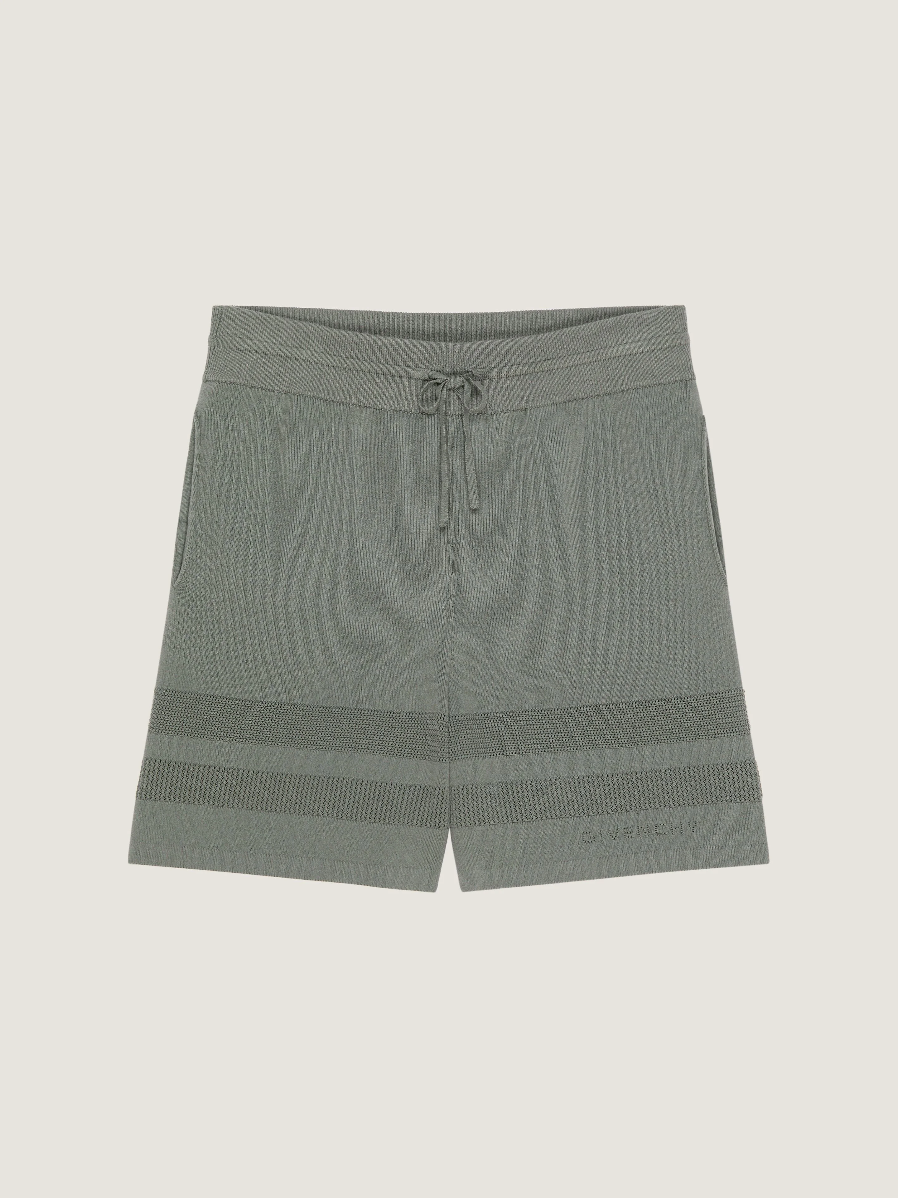 KNITTED SHORTS WITH MESH DETAILS - 1