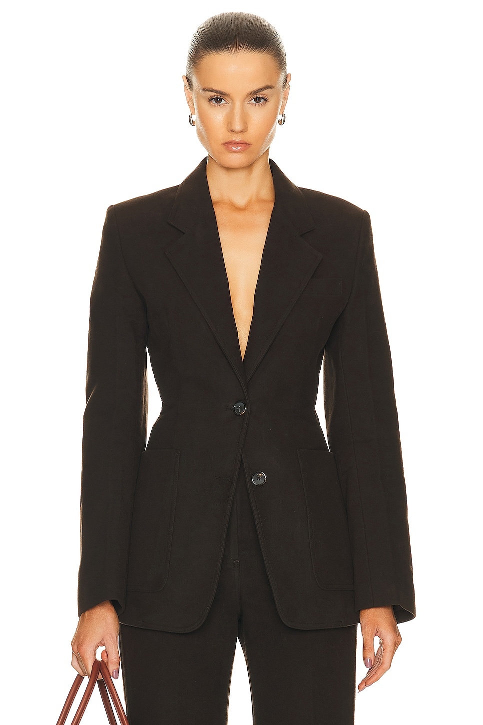 Cinched Waist Moleskin Blazer - 1