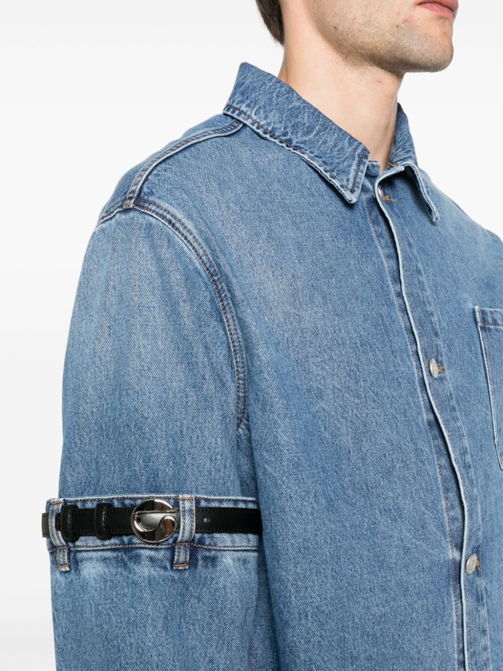 logo-buckle denim jacket - 6
