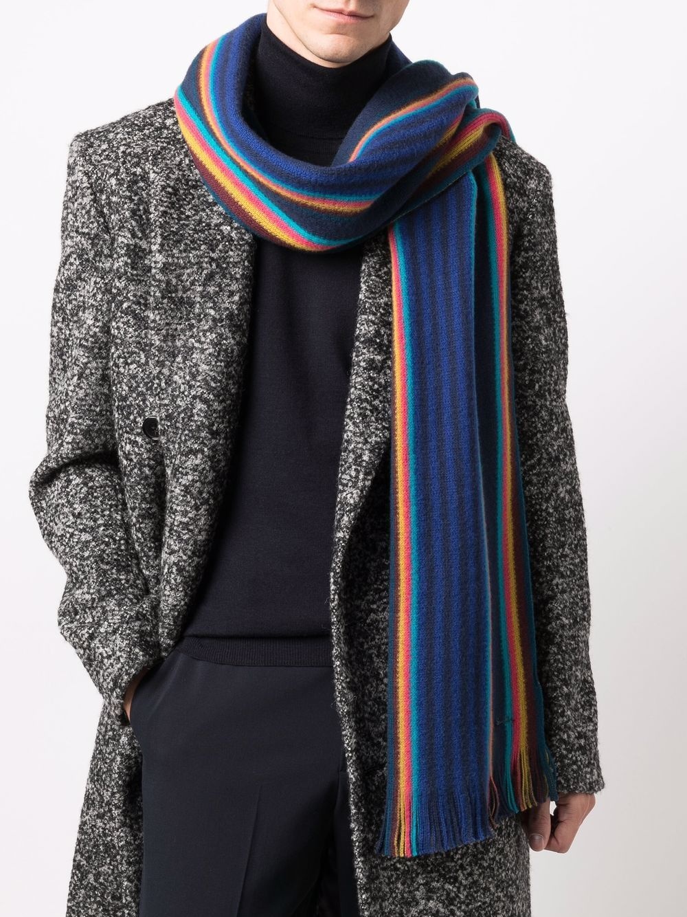 bright stripe print wool scarf - 2