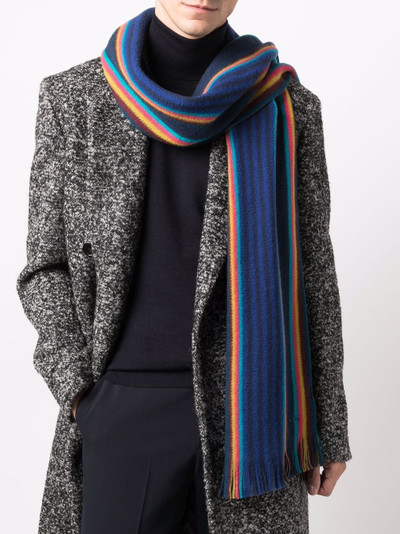 Paul Smith bright stripe print wool scarf outlook