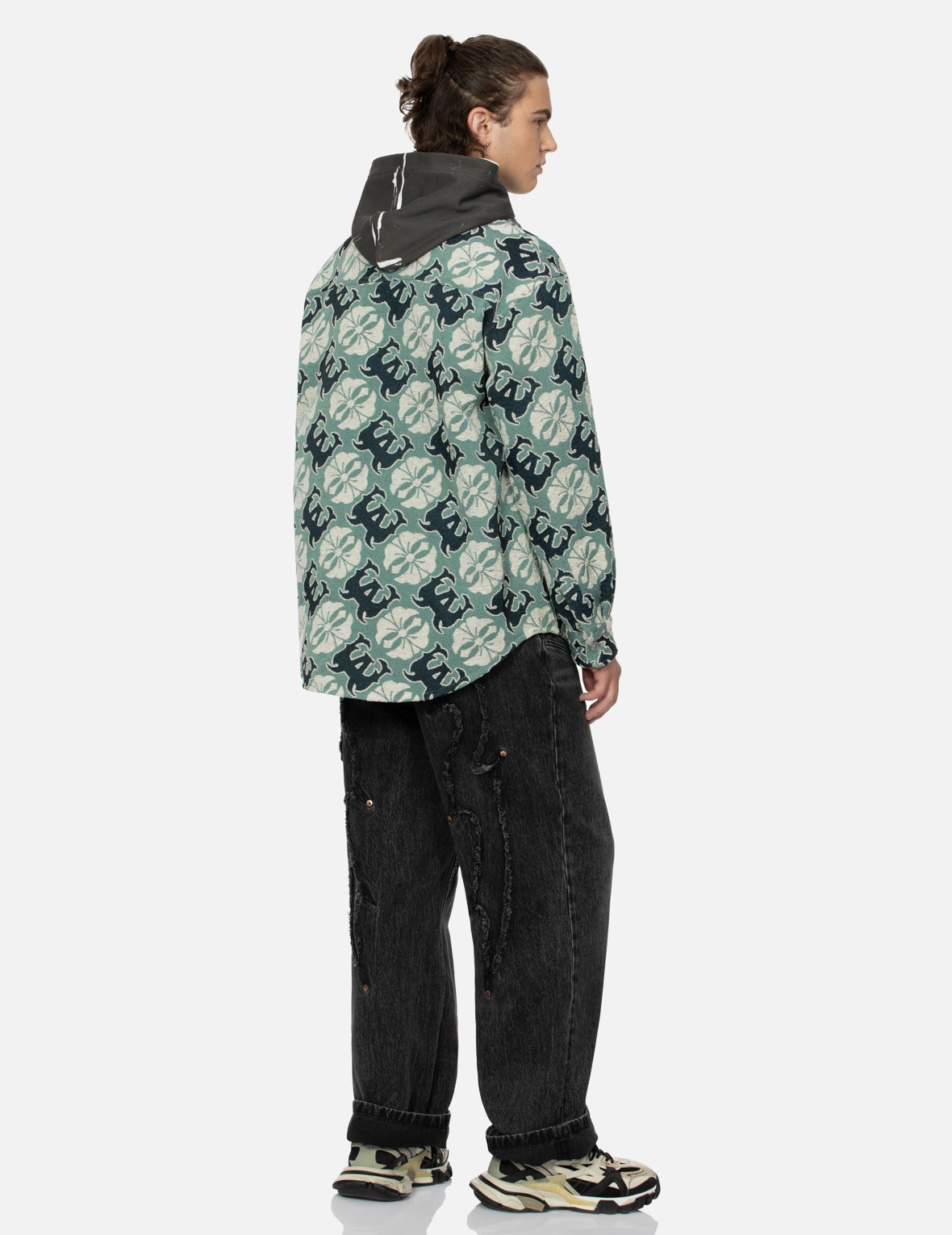ALLOVER KAMON AND LOGO JACQUARD REGULAR FIT TAPESTRY JACKET - 4