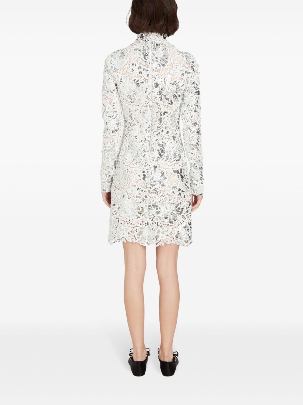 sequin macaramé mini dress - 4