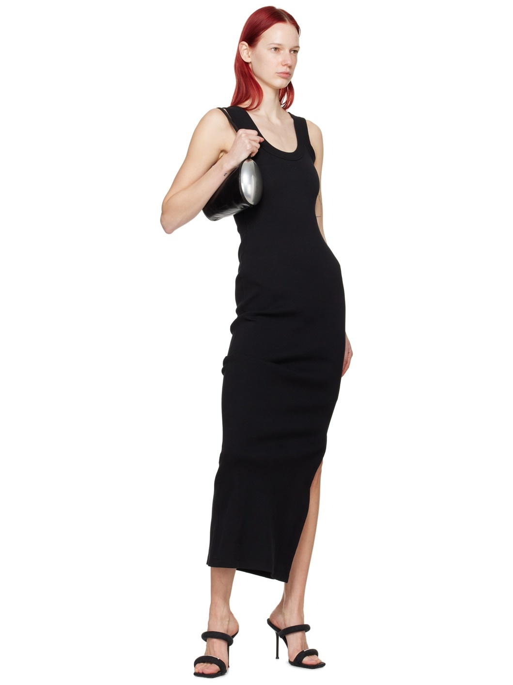 Black Embossed Maxi Dress - 4