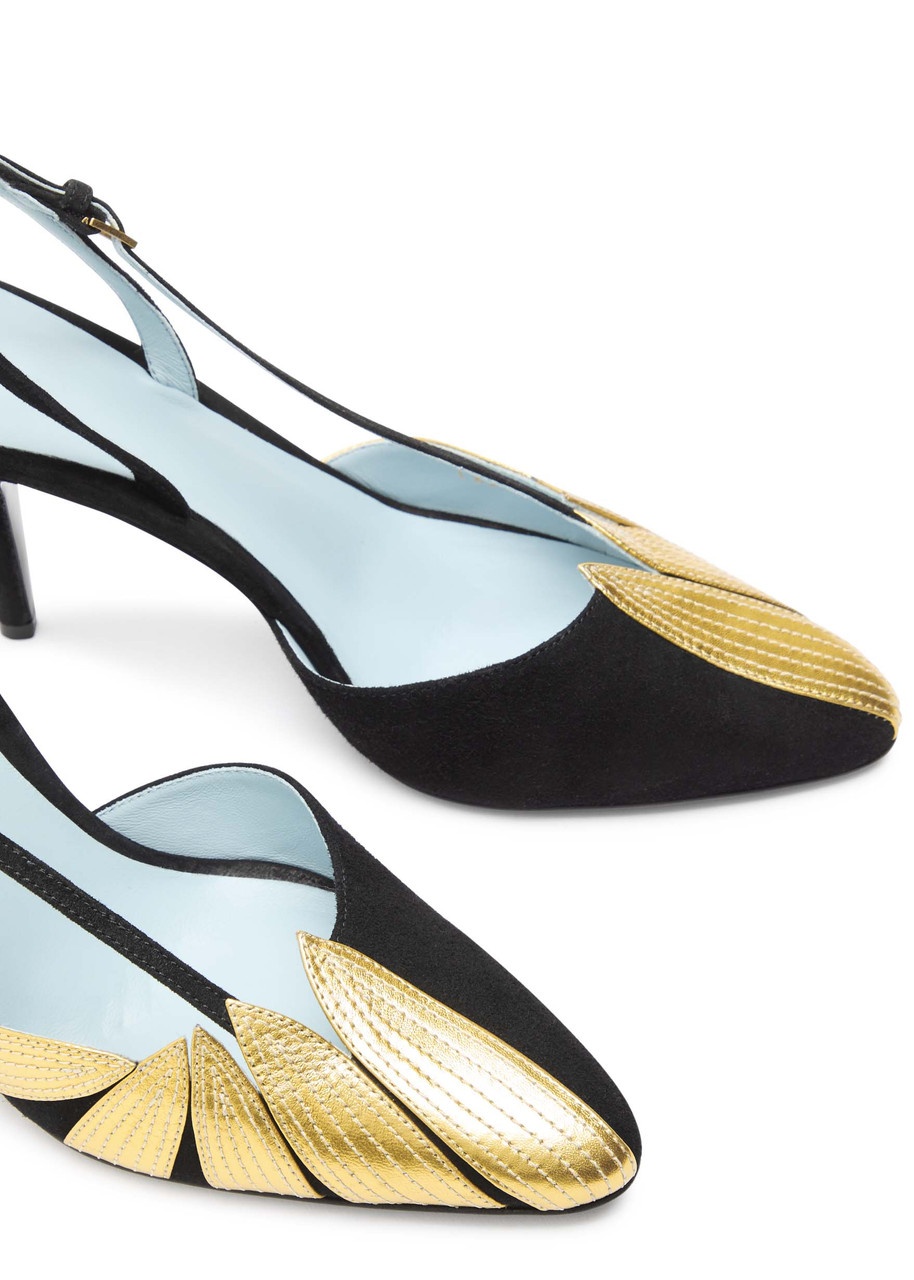 Valentino Foliefoliage 90 Suede Slingback Pumps - 3