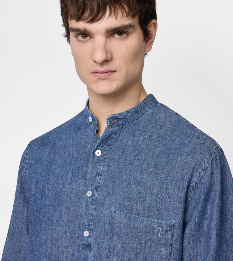 LINEN BLEND POLO SHIRT - BLUE 5