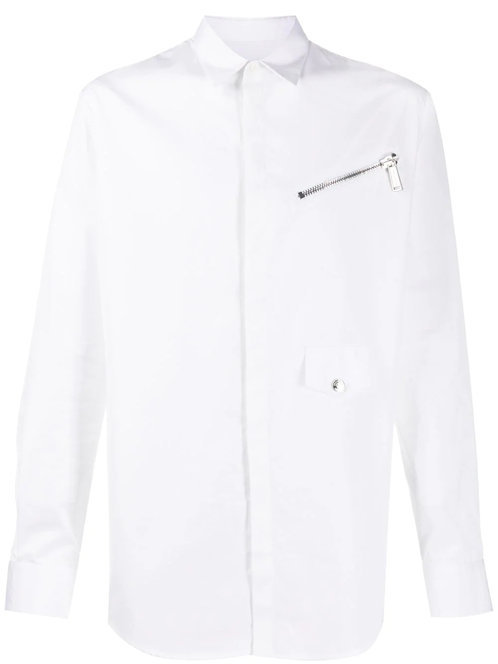 zip-detail fitted shirt - 1