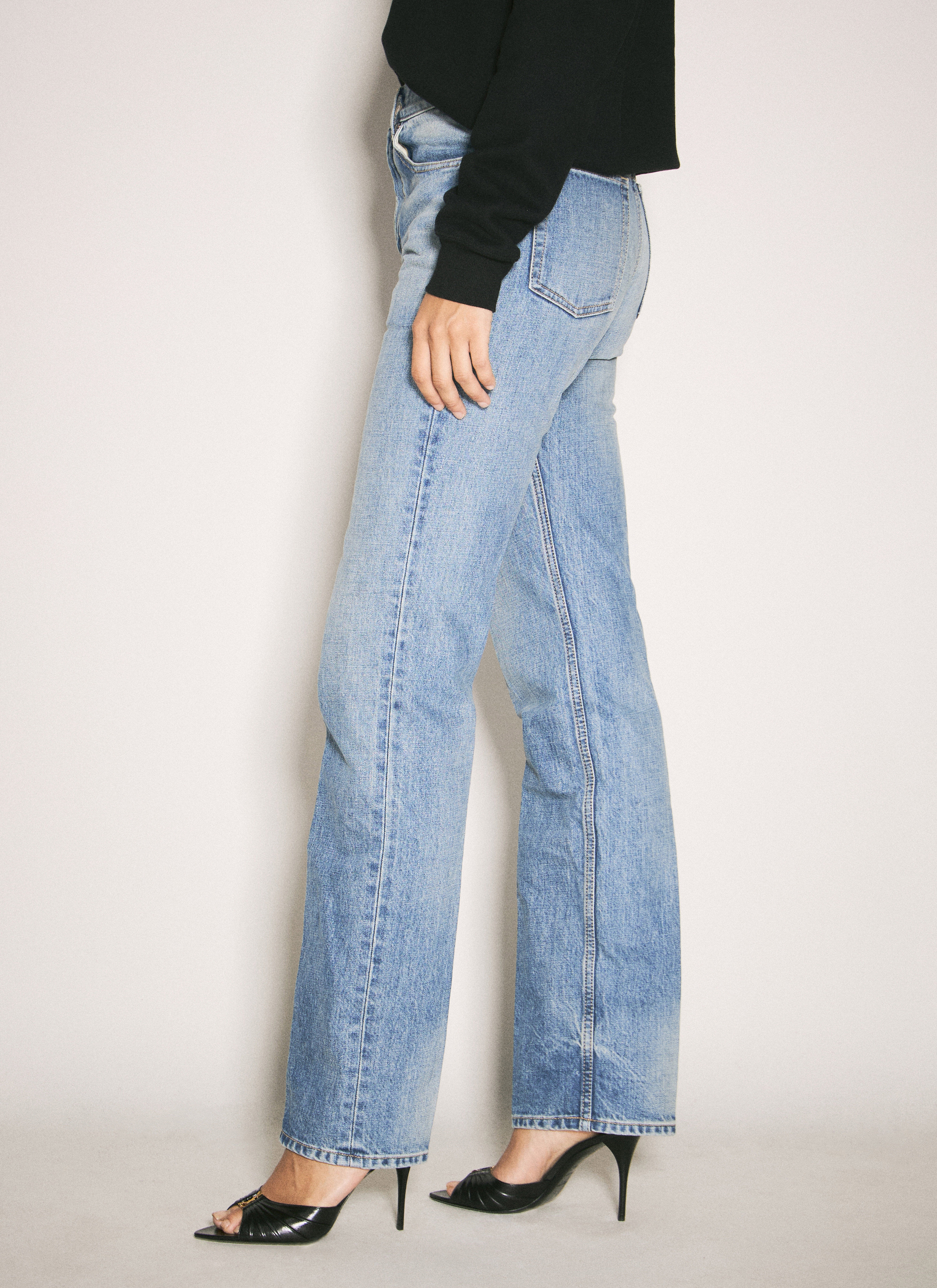 デニム・ジーパン Saint Laurent MID RISE STRAIGHT QP7 ID (795350 Y13KD4423) SAINT LAURENT Mid-Rise Straight Jeans | lncc | REVERSIBLE