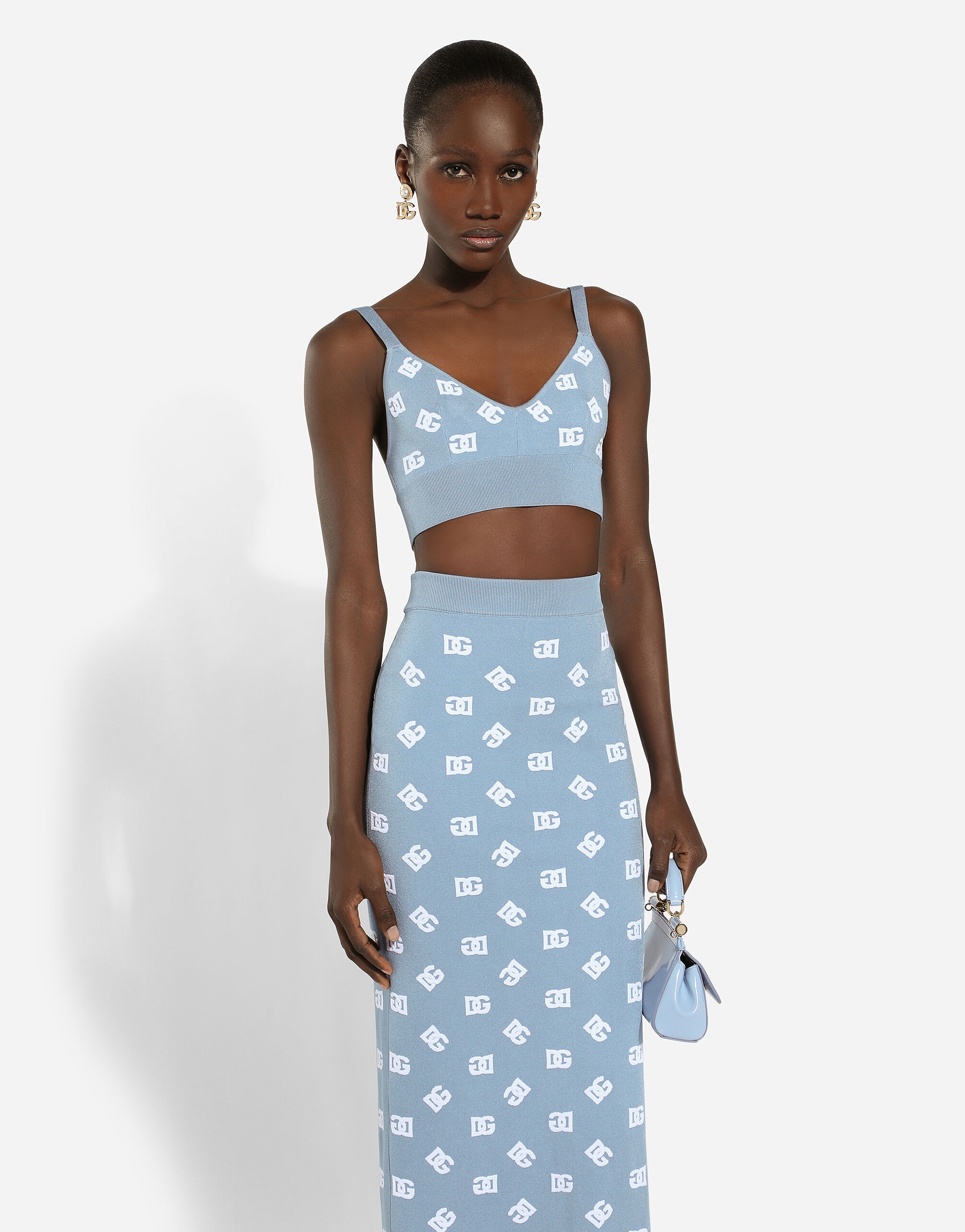 Viscose bralette top with jacquard DG logo - 4
