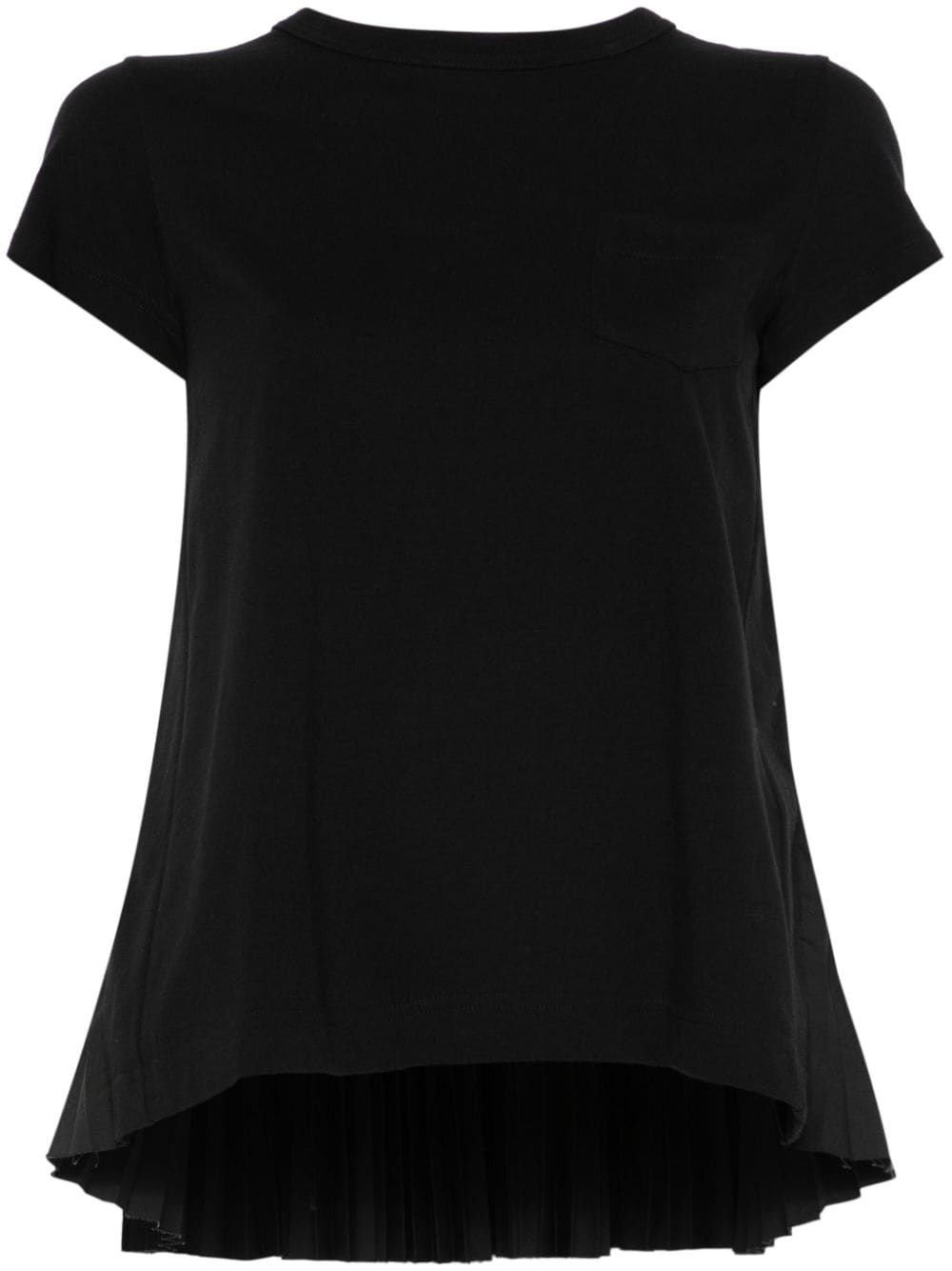 pleat-detail T-shirt - 1