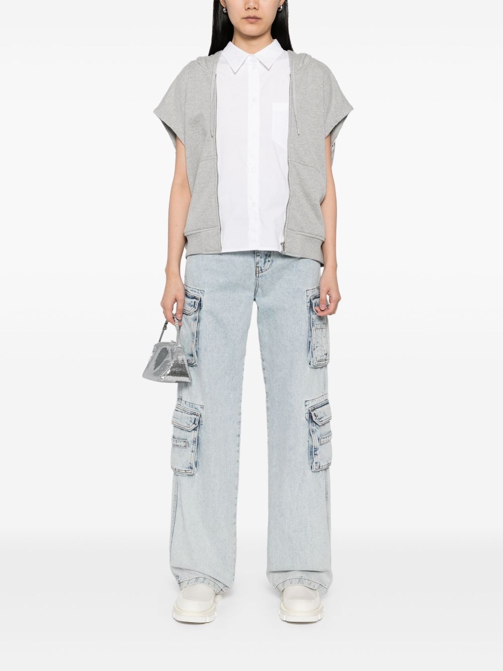 shirt layered hoodie - 2