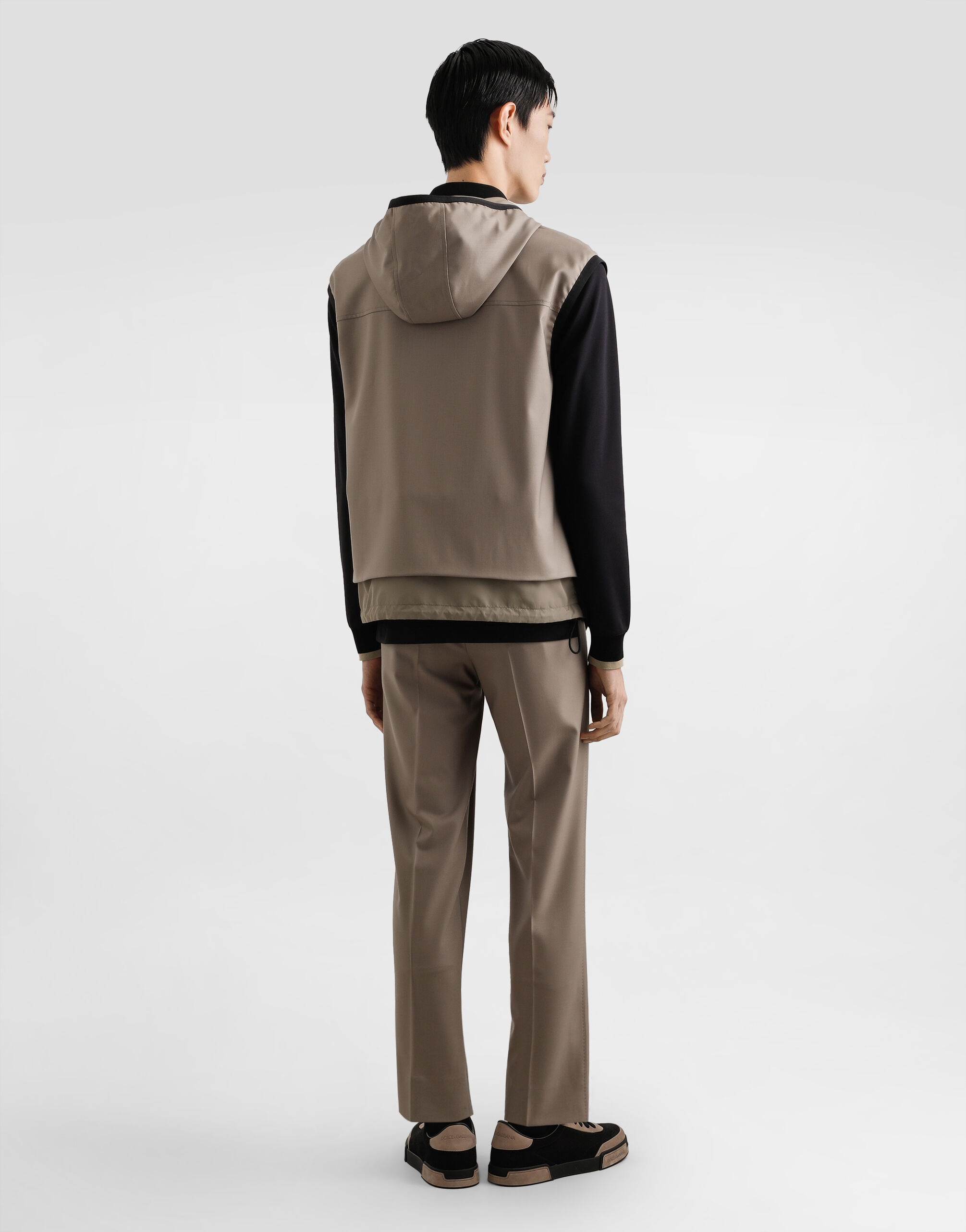 Wool canvas hooded gilet - 5