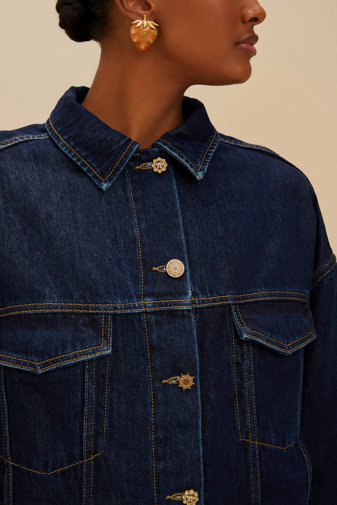 Dark Denim Buttoned Jacket - 4