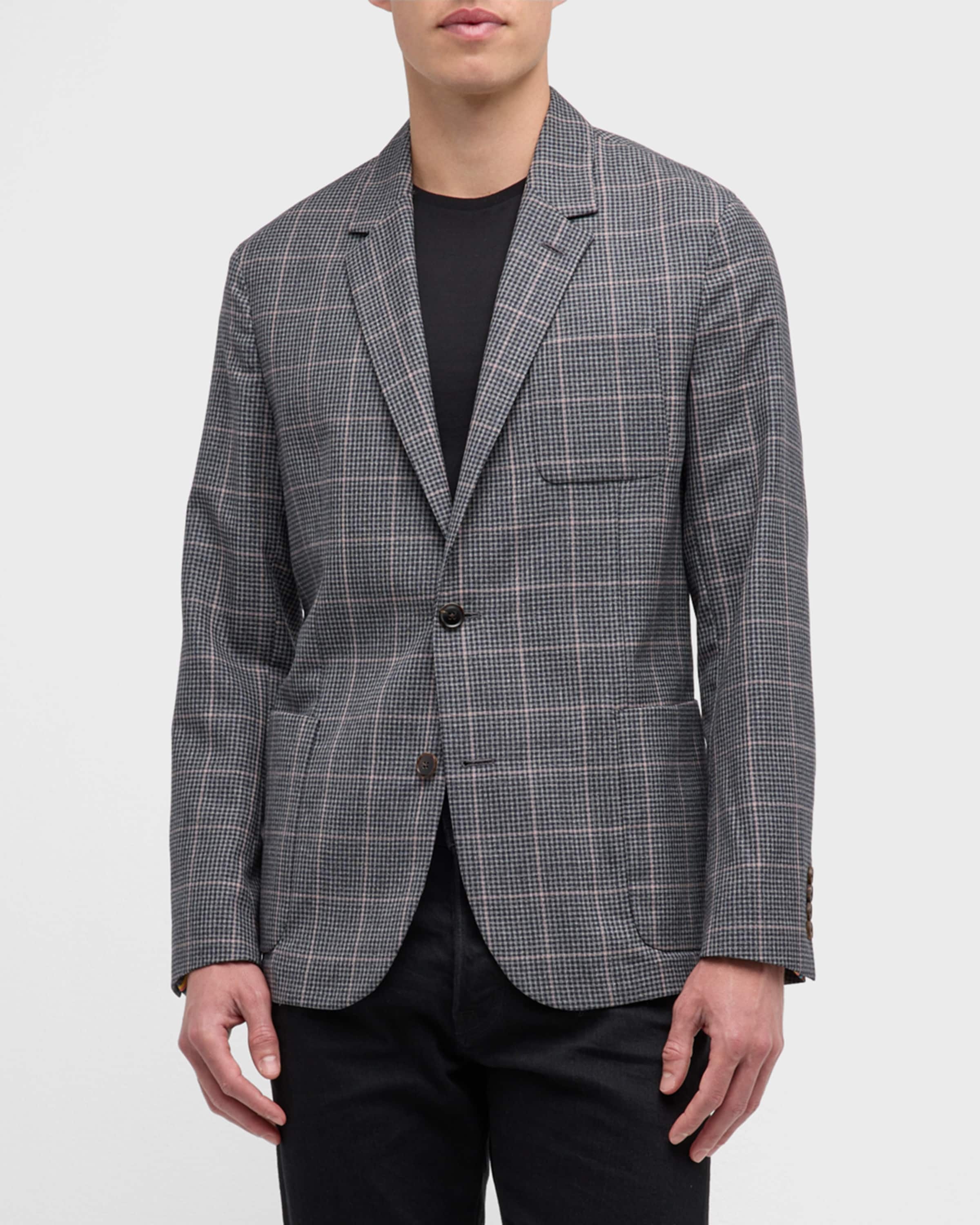 Men's Wool Windowpane Check Sport Jacket - 1