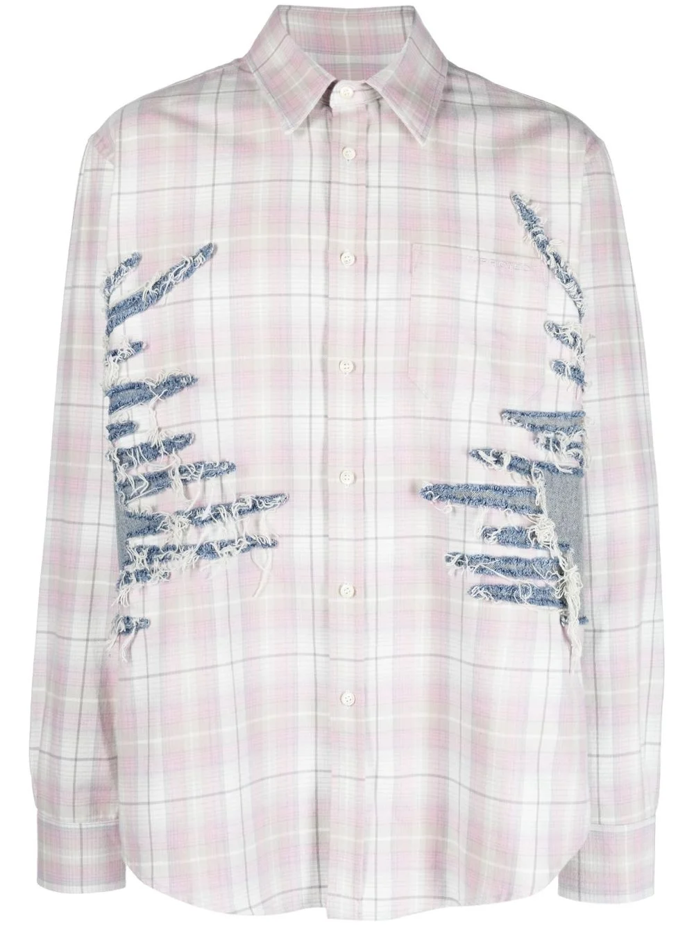 whisker-embroidered check shirt - 1