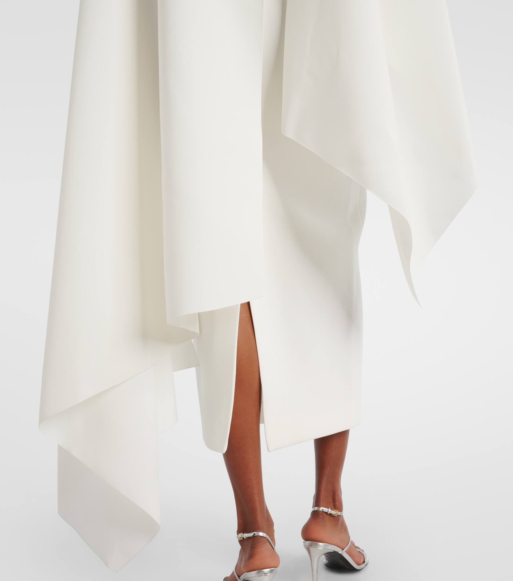 Bridal Demetria caped crêpe midi dress - 6