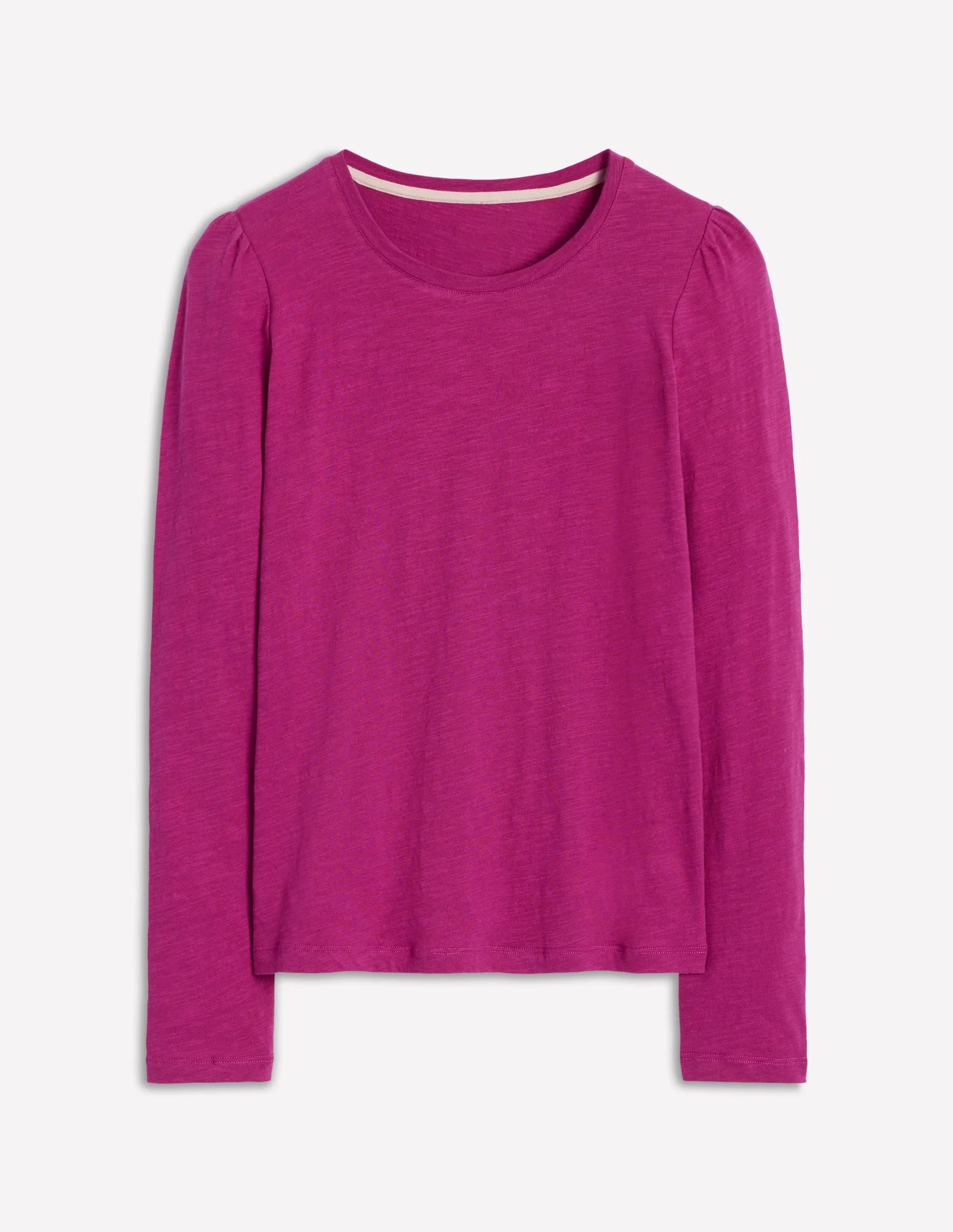 Cotton Crew Long Sleeve Top-Rich Magenta - 1