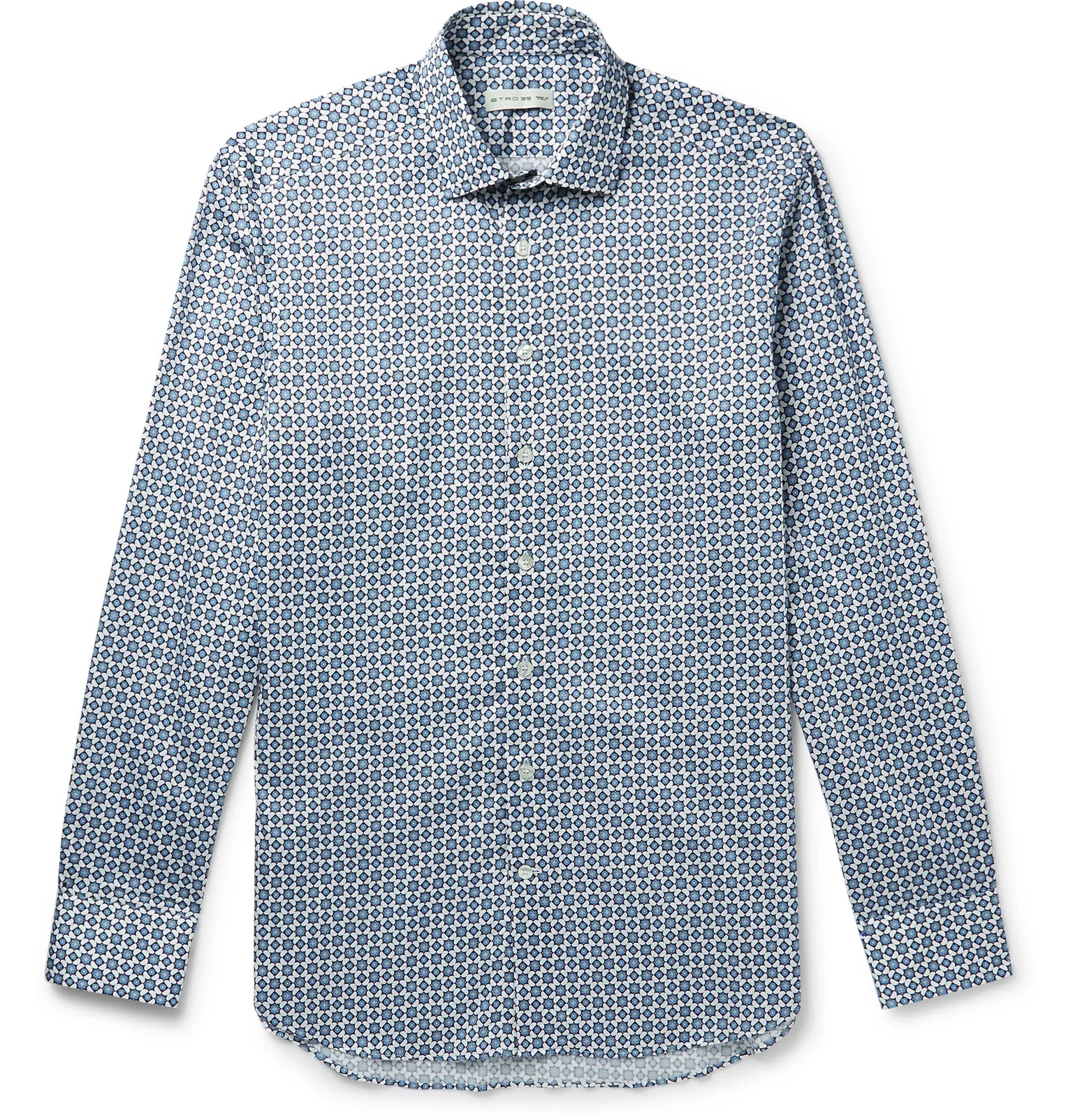 Cutaway-Collar Printed Cotton Shirt - 1