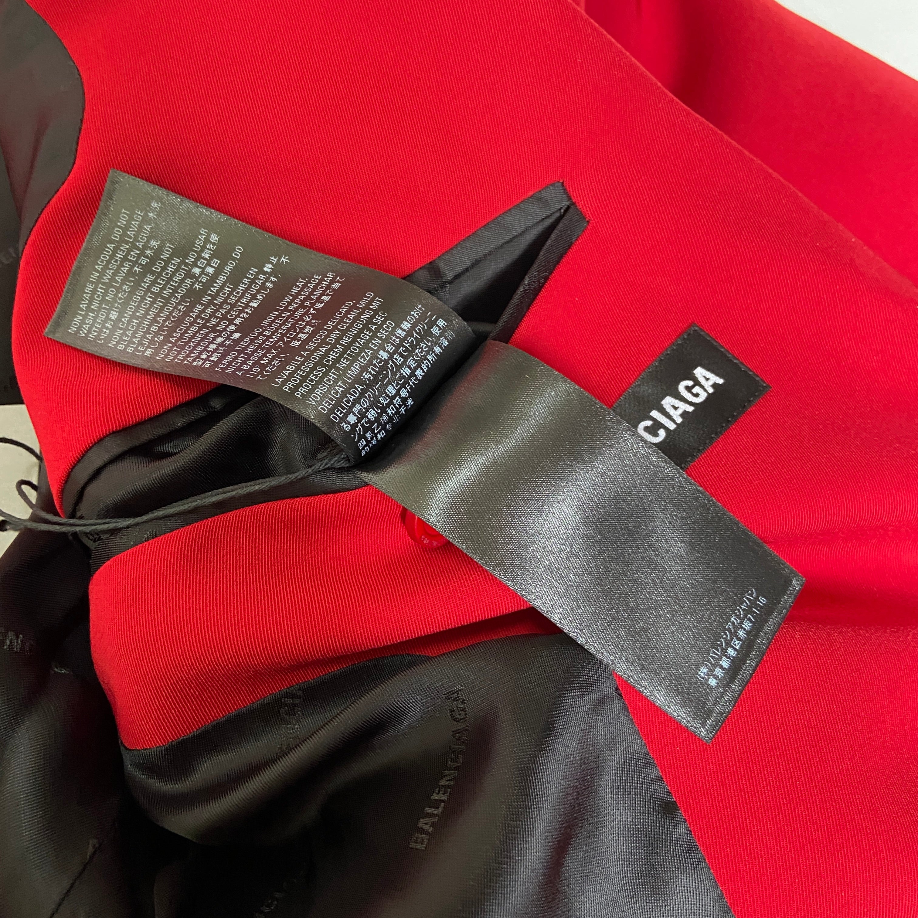 Balenciaga Bwnt ss19 runway set red 80s boxy shoulder blazer pants suit set 44 - 19