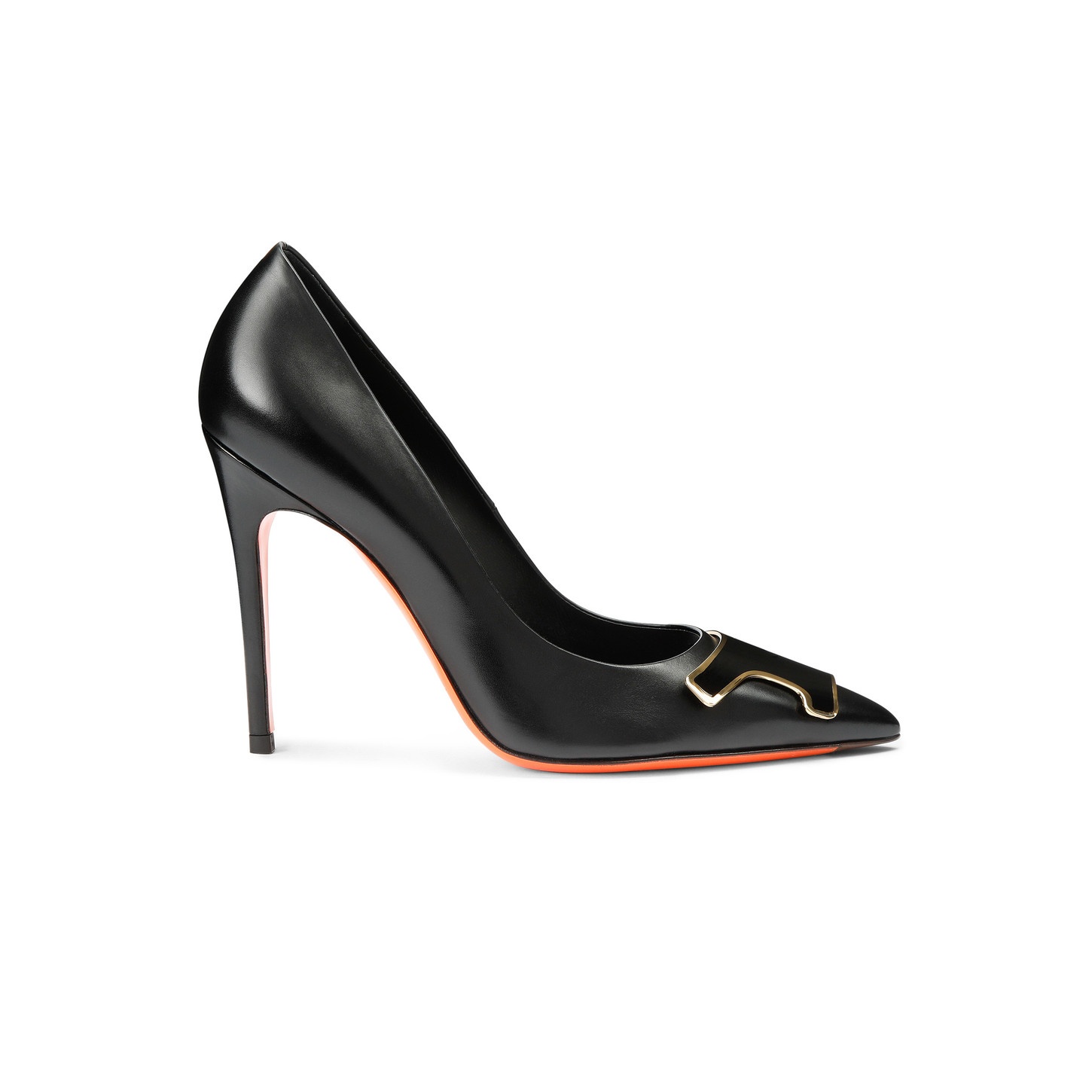 Women's black leather high-heel Santoni Sibille pump - 1