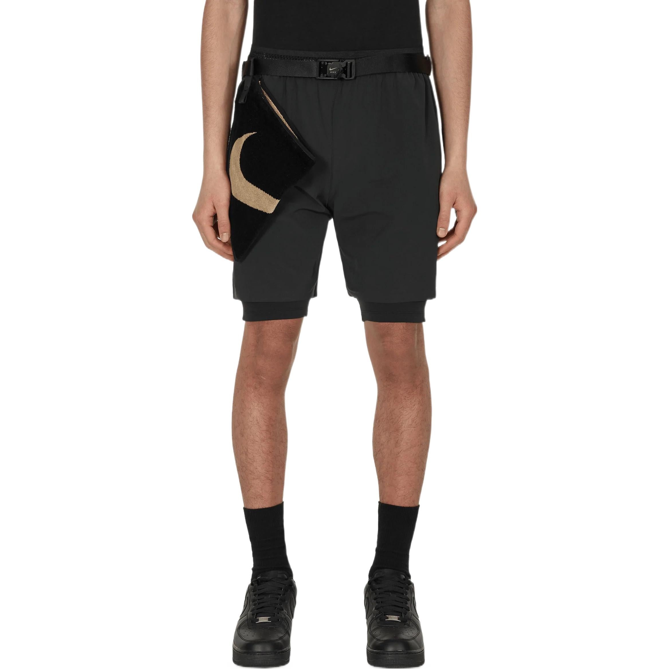 Nike x MMW Crossover SS22 Solid Color Belt Straight Shorts Black DD9439-010 - 3