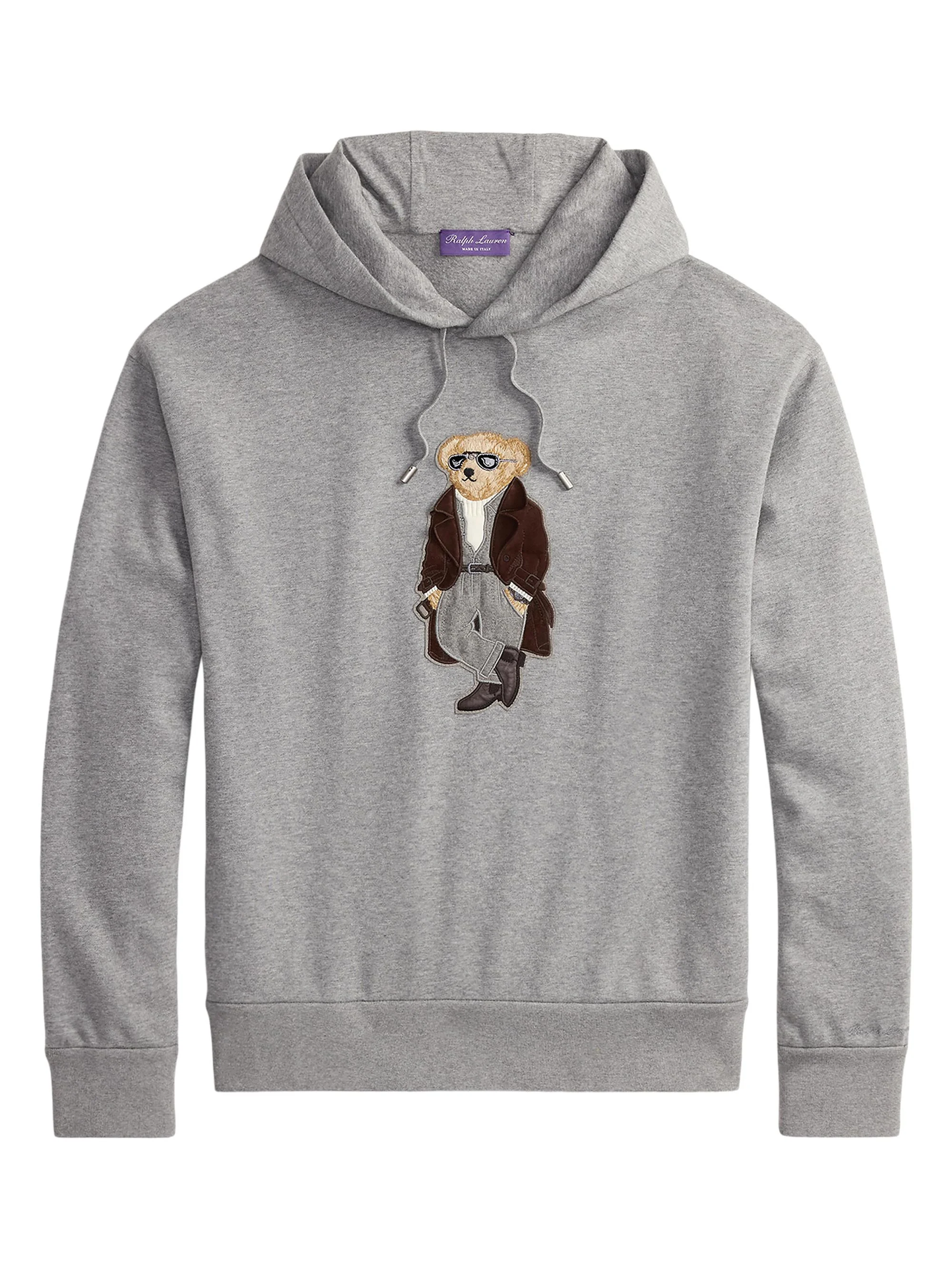 Men's Polo Bear Cotton-Cashmere Fleece Hoodie - Classic Light Grey Melange - 1