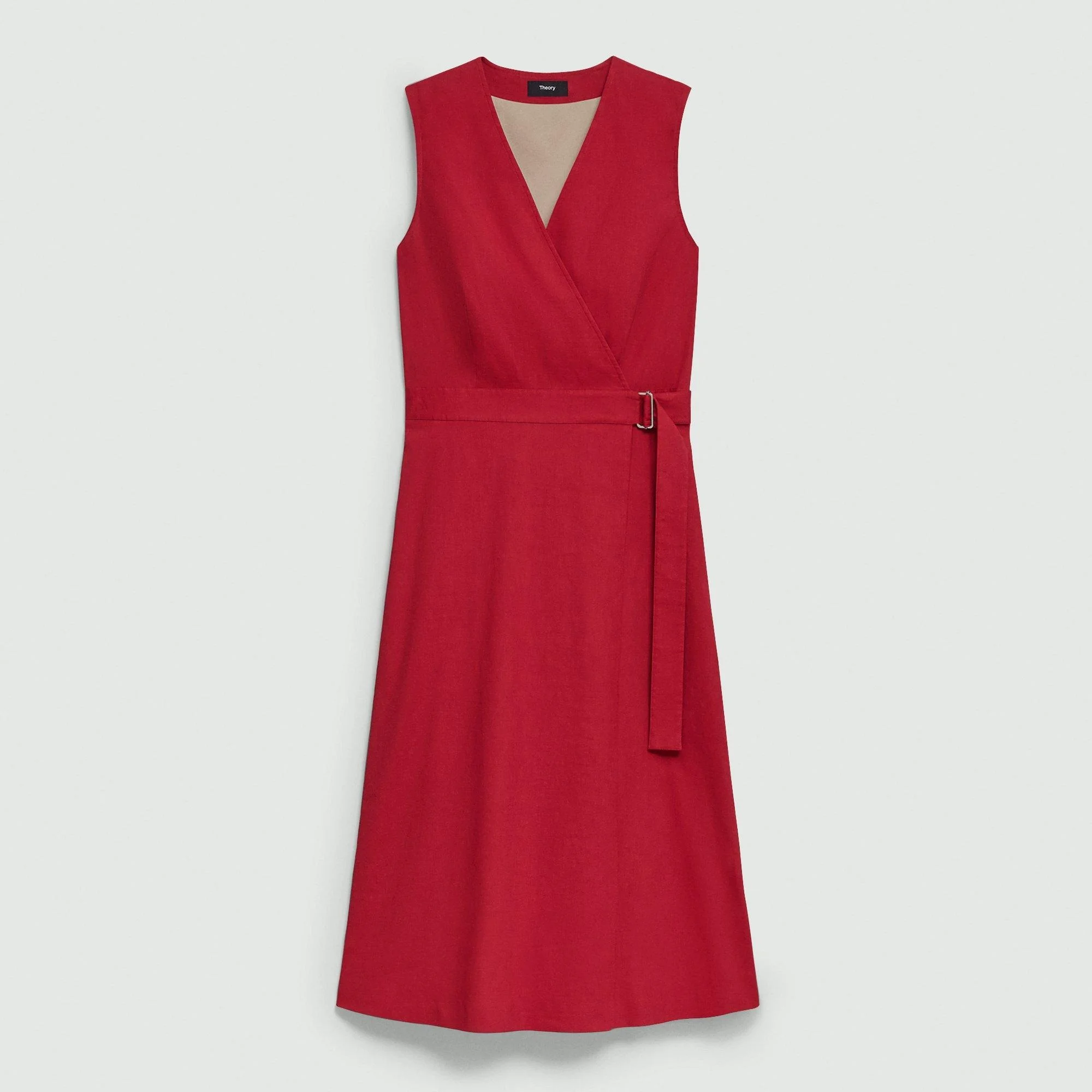 Sleeveless A-Line Wrap Dress in Good Linen - 1