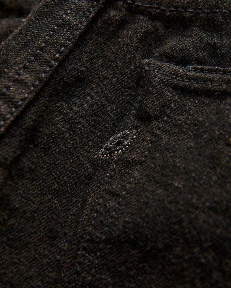 "Teacore Black x Brown" 14oz Rinsed Black Selvedge Denim - Slim Tapered Fit 4