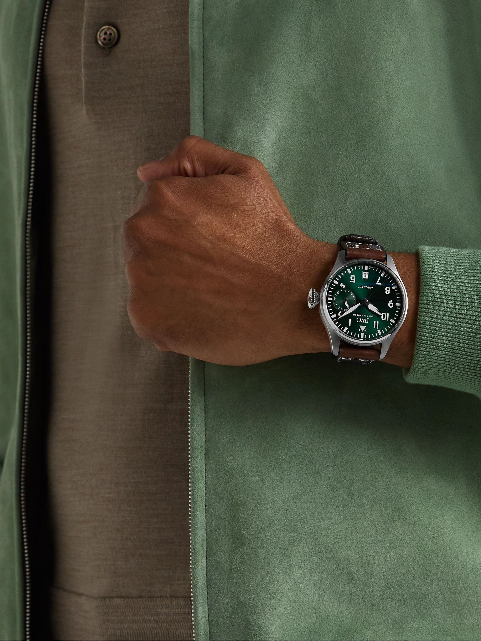 Big Pilot's Automatic 46.2mm Stainless Steel and Leather Watch, Ref. No. IW501015 Green - 2
