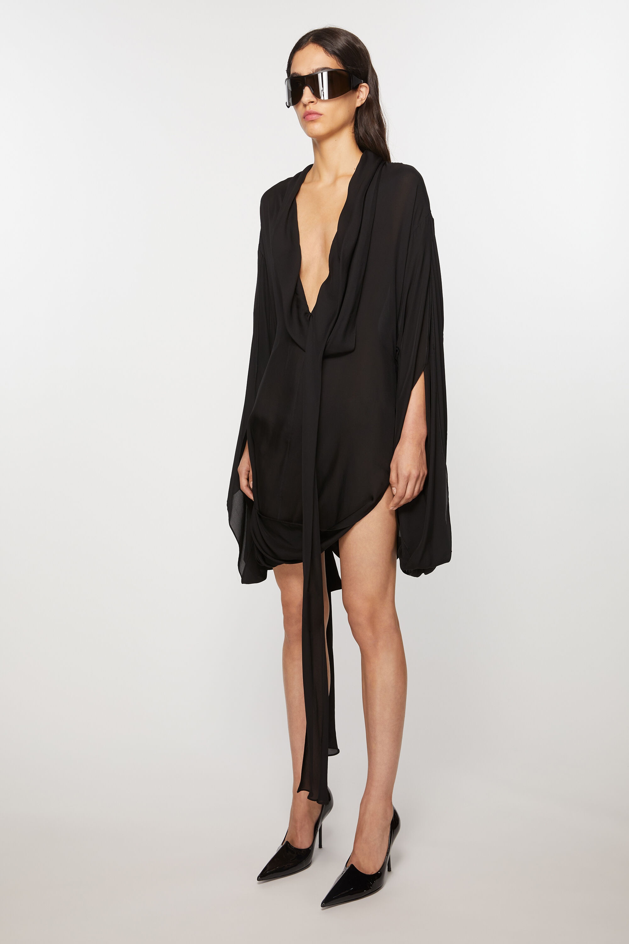 Dress draped scarf - Black - 3