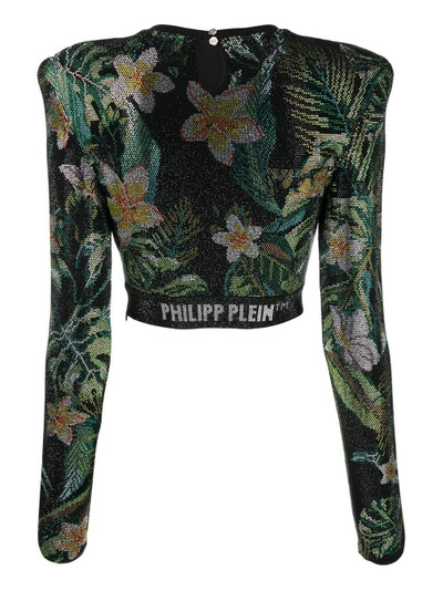 PHILIPP PLEIN crystal-embellished long-sleeved top outlook