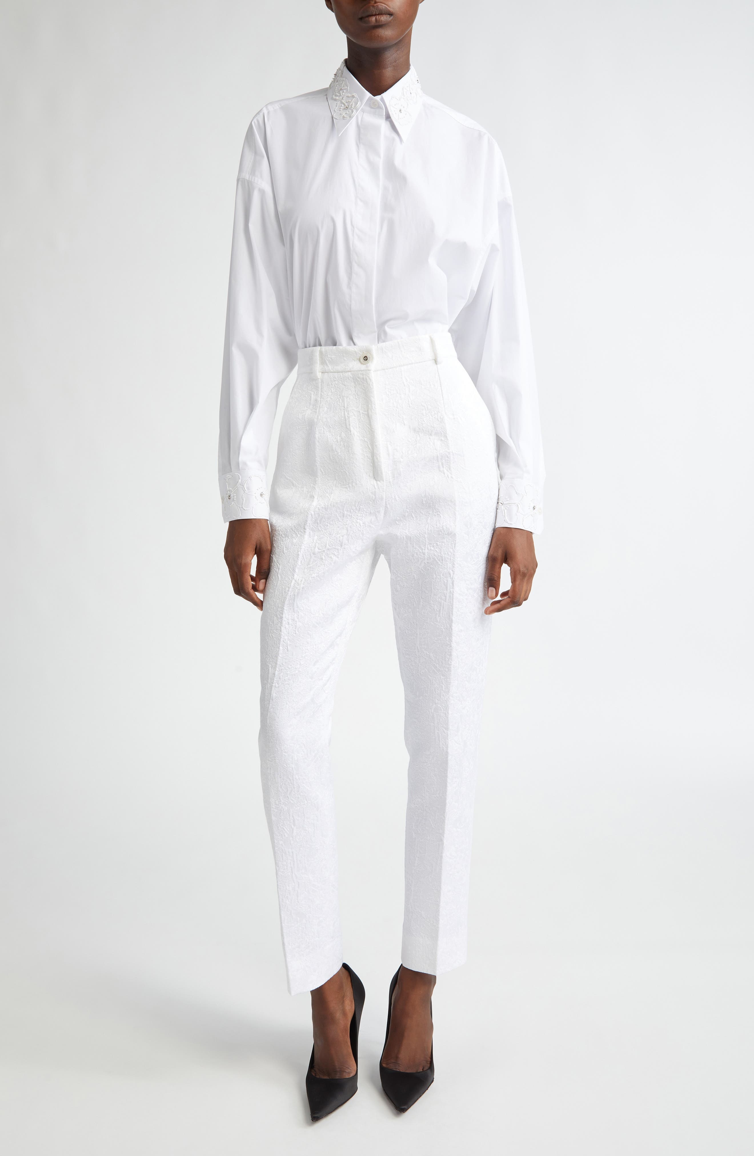 Dolce&Gabbana Brocade Skinny Pants in W0800 Bianco Ottico at Nordstrom - 2