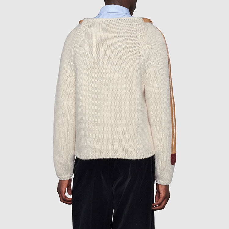 Gucci Wool Knit Jumper With Leather Detail 'Beige' 683716-XKB4H-9791 - 4