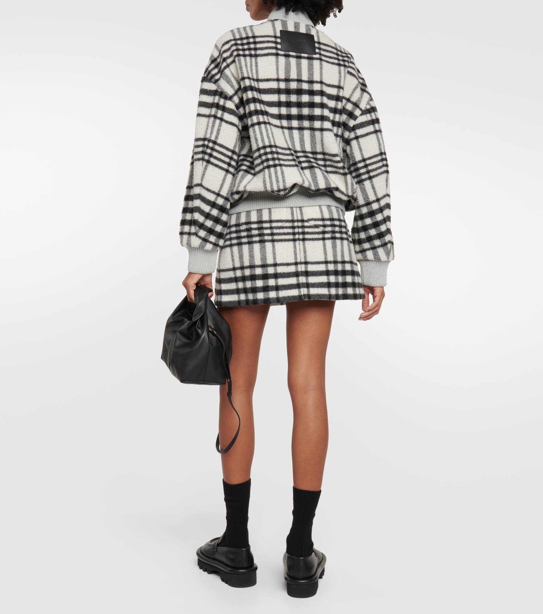 Checked wool-blend bomber jacket - 3