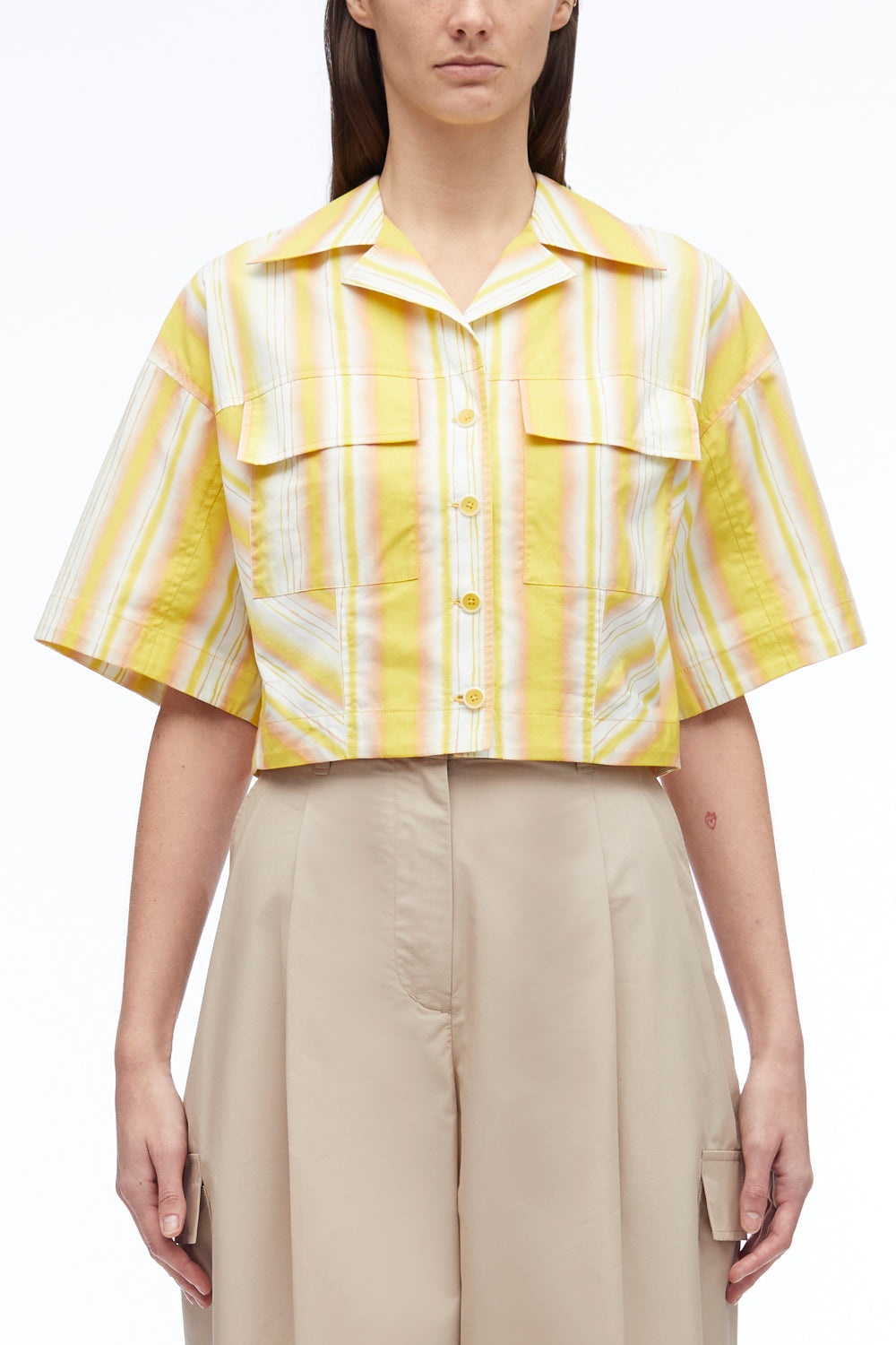 Painted Stripe Cropped Shirt - 2